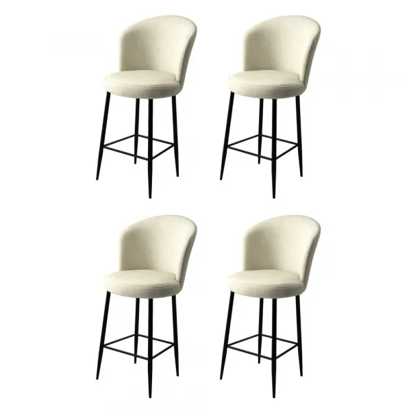 Bar Stool Set (4 Pieces) Fora - Cream, Black