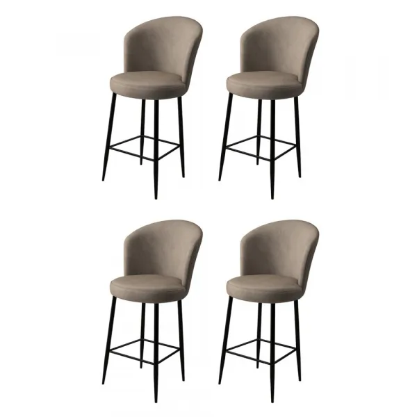 Bar Stool Set (4 Pieces) Fora - Cappuccino, Black