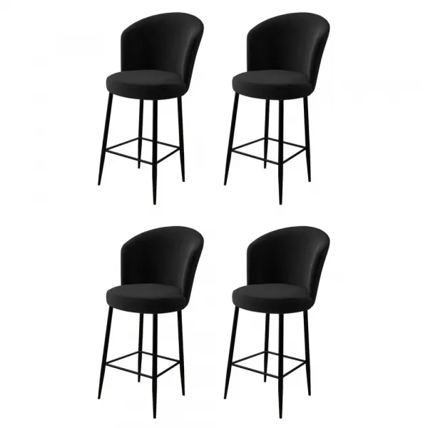 Bar Stool Set (4 Pieces) Fora - Black