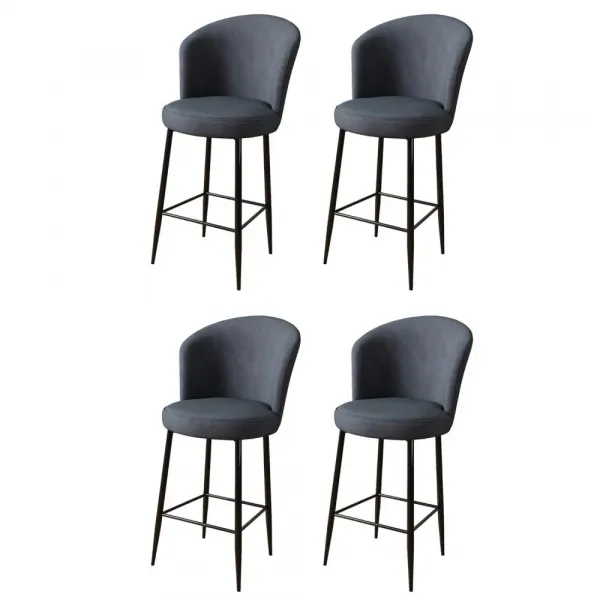 Bar Stool Set (4 Pieces) Fora - Anthracite, Black