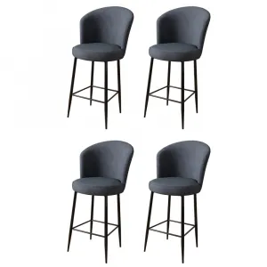 Bar Stool Set (4 Pieces) Fora - Anthracite, Black