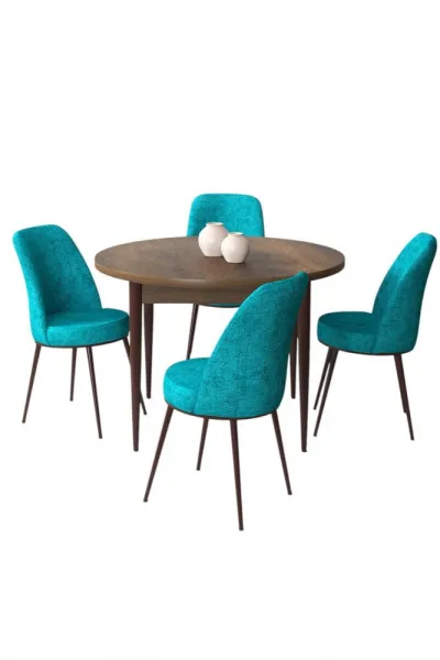 Dining Table & Chairs Set (5 Pieces) Tor - Baroque, Turquoise