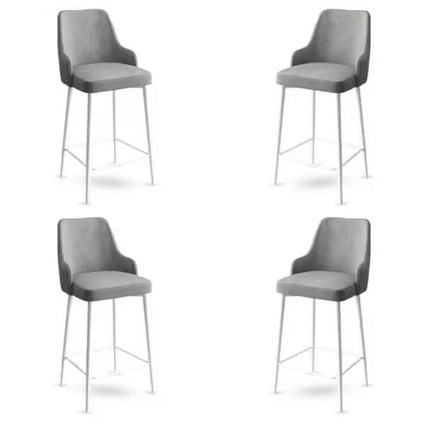Bar Stool Set (4 Pieces) Enox - Grey, White