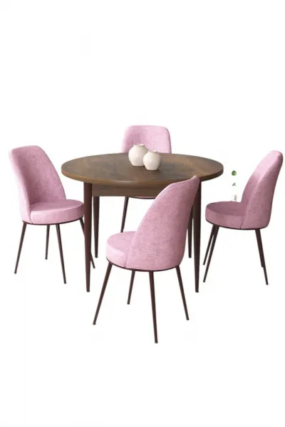 Dining Table & Chairs Set (5 Pieces) Tor - Baroque, Pink