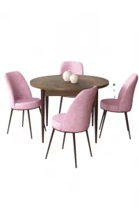 Dining Table & Chairs Set (5 Pieces) Tor - Baroque, Pink