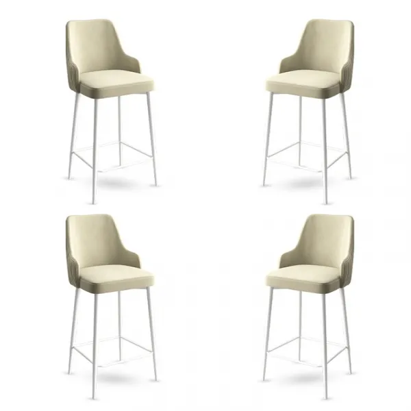 Bar Stool Set (4 Pieces) Enox - Cream, White