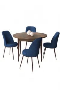 Dining Table & Chairs Set (5 Pieces) Tor - Baroque, Navy Blue