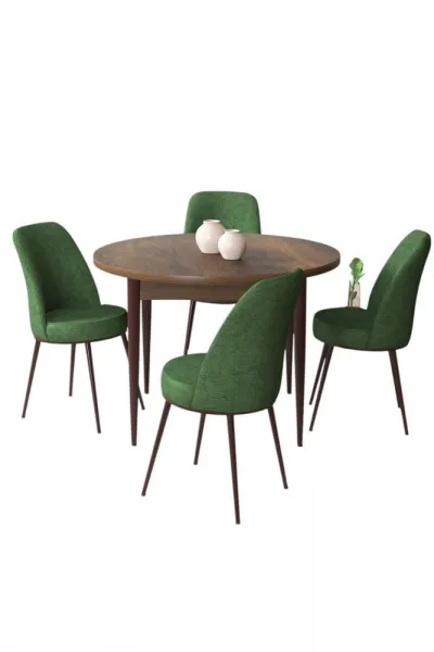 Dining Table & Chairs Set (5 Pieces) Tor - Baroque, Khaki