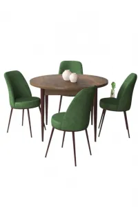 Dining Table & Chairs Set (5 Pieces) Tor - Baroque, Khaki