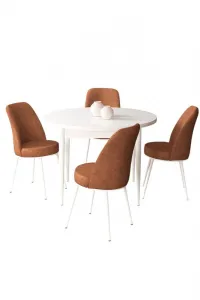Dining Table & Chairs Set (5 Pieces) Tor - White, Tile Red