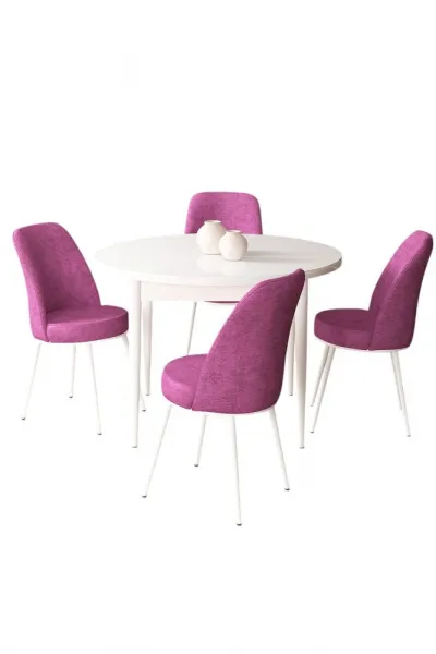 Dining Table & Chairs Set (5 Pieces) Tor - White, Purple