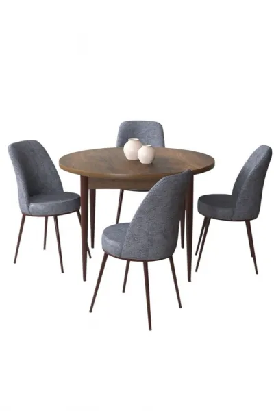 Dining Table & Chairs Set (5 Pieces) Tor - Baroque, Fume