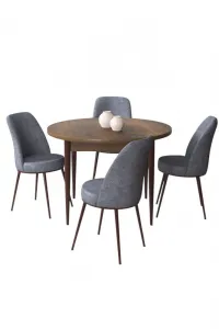 Dining Table & Chairs Set (5 Pieces) Tor - Baroque, Fume