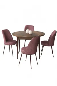 Dining Table & Chairs Set (5 Pieces) Tor - Baroque, Dusty Rose