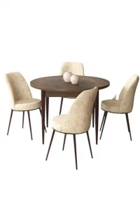 Dining Table & Chairs Set (5 Pieces) Tor - Baroque, Cream