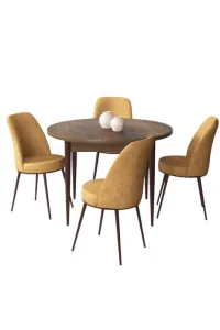 Dining Table & Chairs Set (5 Pieces) Tor - Baroque, Cappuccino