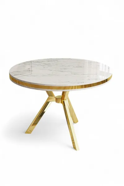 Jedálenský stôl Mos - White Marble, Gold