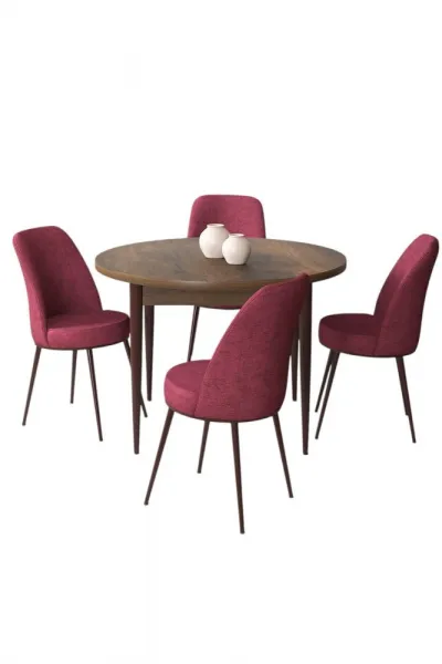 Dining Table & Chairs Set (5 Pieces) Tor - Baroque, Burgundy