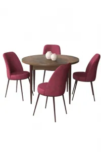Dining Table & Chairs Set (5 Pieces) Tor - Baroque, Burgundy