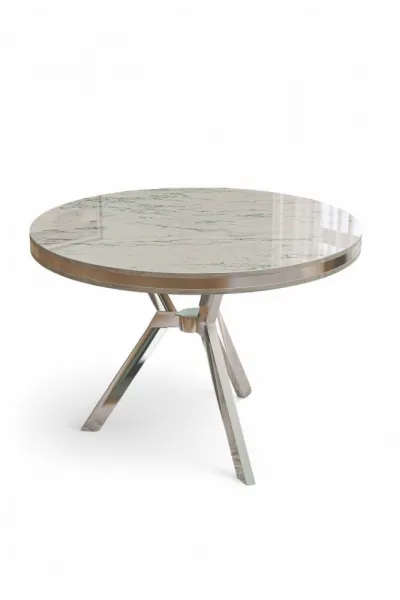 Jedálenský stôl Mos - White Marble, Chrome