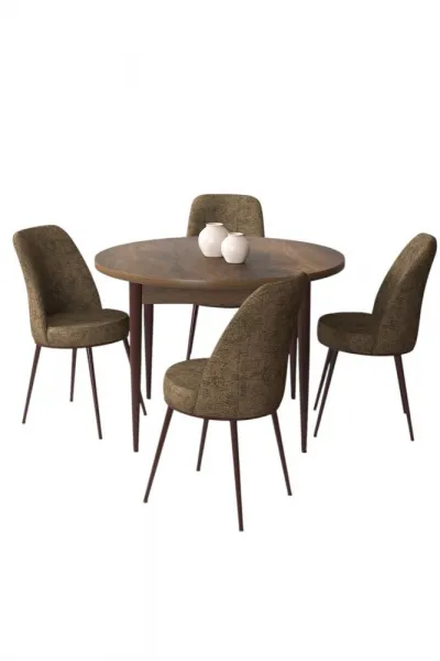 Dining Table & Chairs Set (5 Pieces) Tor - Baroque, Brown