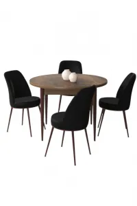 Dining Table & Chairs Set (5 Pieces) Tor - Baroque, Black