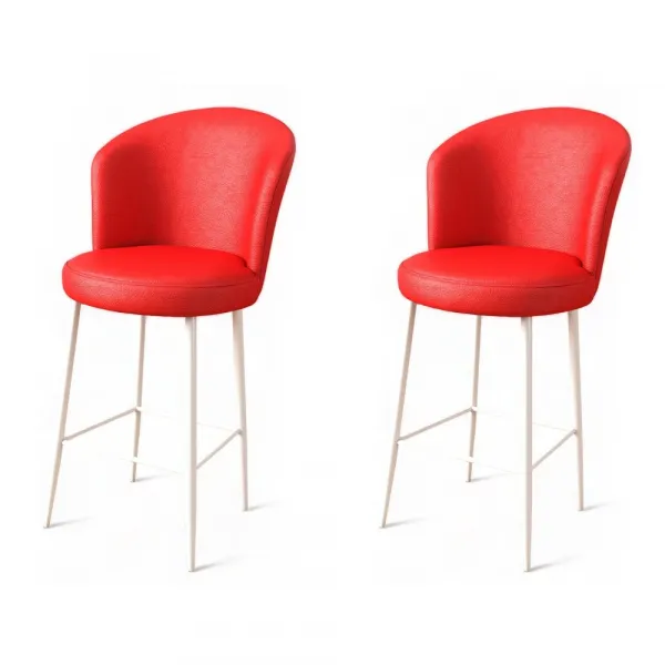 Bar Stool Set (2 Pieces) Uras - Red, White