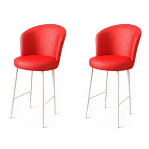 Bar Stool Set (2 Pieces) Uras - Red, White