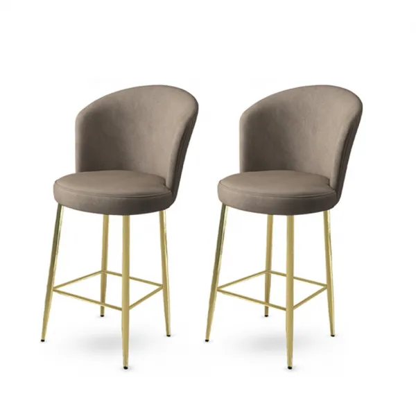 Bar Stool Set (2 Pieces) Fora - Cappuccino, Gold