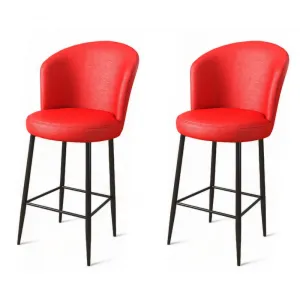 Bar Stool Set (2 Pieces) Uras - Red, Black