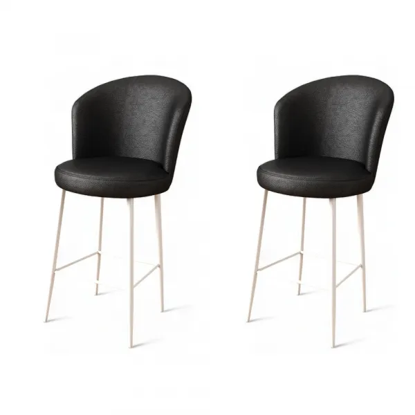 Bar Stool Set (2 Pieces) Uras - Black, White