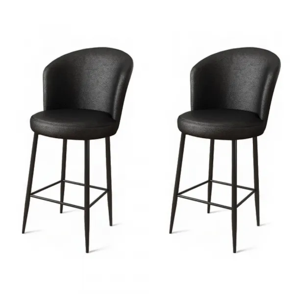 Bar Stool Set (2 Pieces) Uras - Black