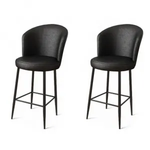 Bar Stool Set (2 Pieces) Uras - Black