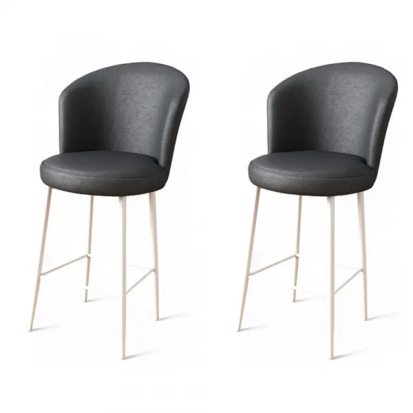Bar Stool Set (2 Pieces) Uras - Anthracite, White