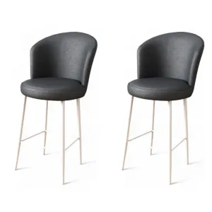 Bar Stool Set (2 Pieces) Uras - Anthracite, White