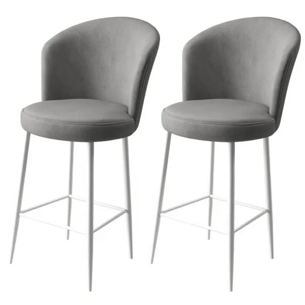 Bar Stool Set (2 Pieces) Fora - Grey, White