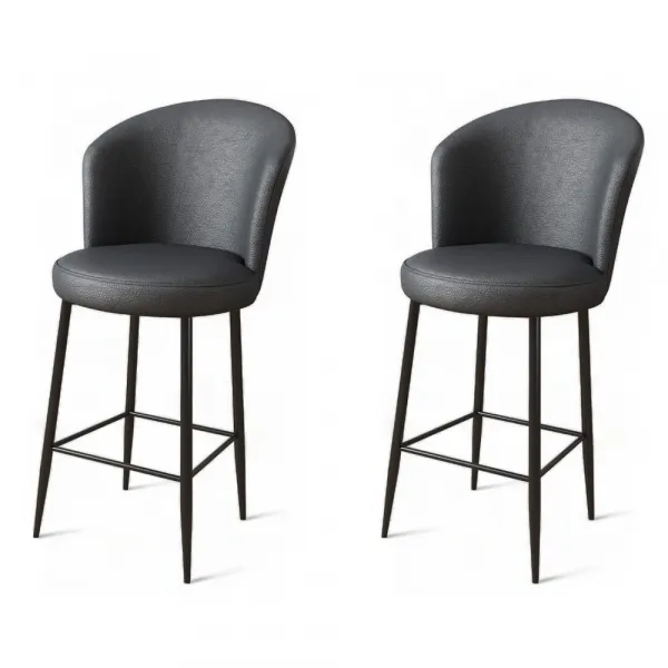 Bar Stool Set (2 Pieces) Uras - Anthracite, Black