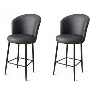 Bar Stool Set (2 Pieces) Uras - Anthracite, Black