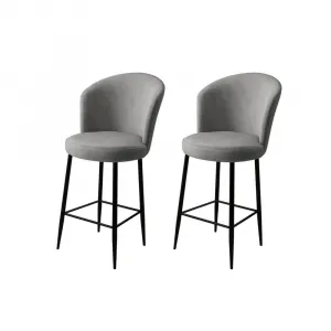 Bar Stool Set (2 Pieces) Fora - Grey, Black
