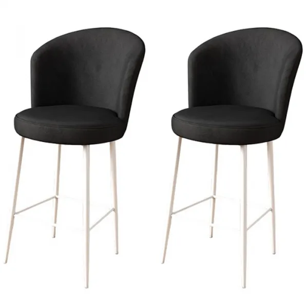 Bar Stool Set (2 Pieces) Fora - Black, White