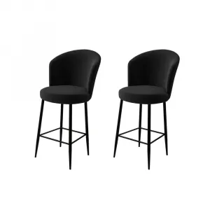 Bar Stool Set (2 Pieces) Fora - Black