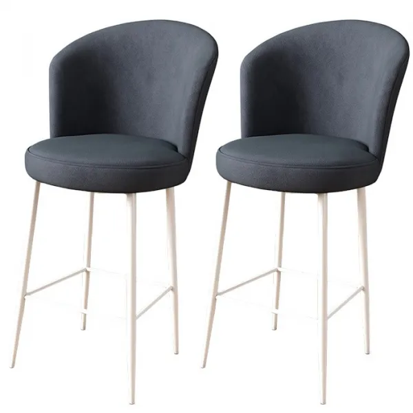 Bar Stool Set (2 Pieces) Fora - Anthracite, White