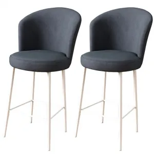Bar Stool Set (2 Pieces) Fora - Anthracite, White