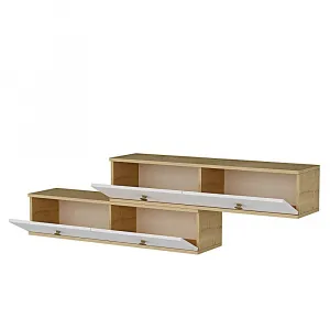 TV stolík Zuzu Double - Sapphire Oak, White
