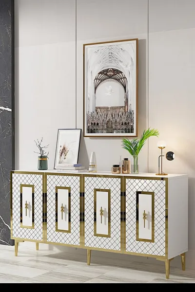 Konzolový stolík Puma 150 - White, Gold