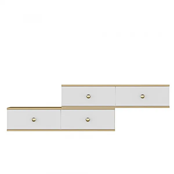 TV stolík Zuzu Double - Sapphire Oak, White
