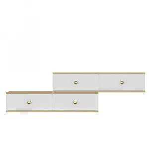 TV stolík Zuzu Double - Sapphire Oak, White