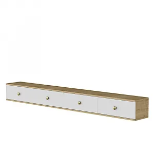 TV stolík Zuzu Double - Sapphire Oak, White