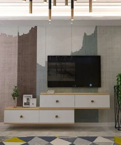 TV stolík Zuzu Double - Sapphire Oak, White