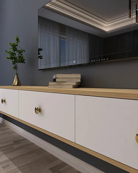 TV stolík Zuzu 180 - Sapphire Oak, White